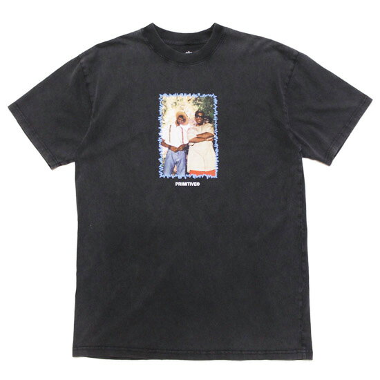 PRIMITIVExOUTKAST プリミティブxアウトキャスト 半袖Tシャツ ICECOLD S/S TEE ストリート ヒップホップ スケーター フォトプリント ウォッシュ加工 ブラック M L XL