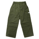 PRO CLUB プロクラブ ナイロンカーゴパンツ OVERSIZED CARGO PANTS ストリート オーバーサイズシルエット 裾ドローコード オリーブ ...