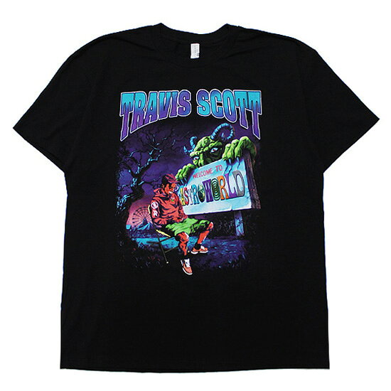 THREADS ON DEMAND スレッドオンデマンド 半袖Tシャツ アーティストT ラップT TRAVIS S/S TEE ヒップホップ TRAVIS SCOTT トラヴィススコット ブラック 黒 M L XL XXL