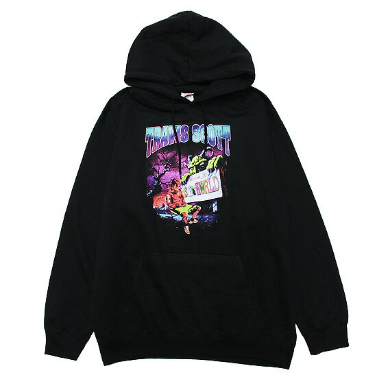 THREADS ON DEMAND スレッドオンデマンド TRAVIS SCOTT トラヴィススコット パーカー WELCOME TO ASTROWORLD SWEAT HOODIE アーティスト ヒップホップ 裏起毛 ブラック 黒 L XL XXL