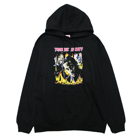 THREADS ON DEMAND スレッドオンデマンド TRAVIS SCOTT トラヴィススコット パーカー LAFLAME SWEAT HOODIE アーティスト ヒップホップ 裏起毛 ブラック 黒 L XL XXL