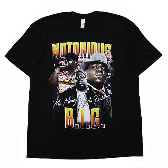 THREADS ON DEMAND スレッドオンデマンド THE NOTORIOUS B.I.G. ノトーリアスBIG 半袖Tシャツ ラップT MO MONEY MO PROBLEMS S/S TEE アーティスト ラッパー ブラック 黒 M L XL XXL
