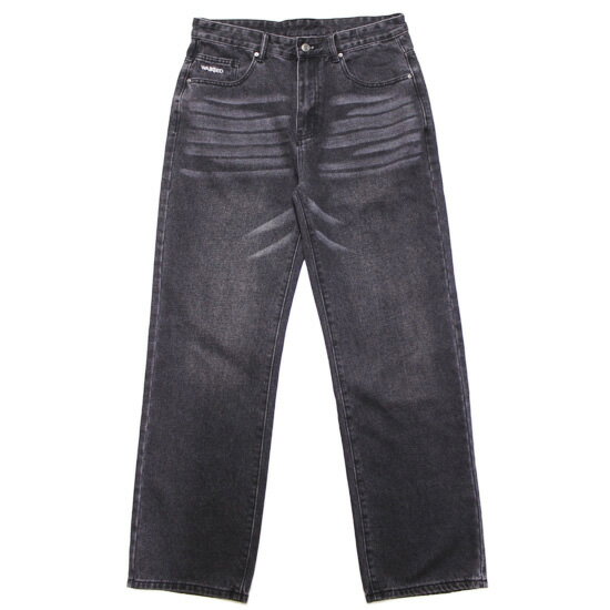 Rakuten - WASTED PARIS ウェステッドパリス デニムパンツ MANC DENIM PANTS ストリート スケート ルーズフィット ウォッシュ加工 ロゴ刺繍 ブラック 30 32 34