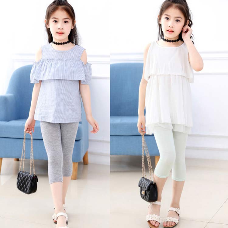 選べる2タイプ！7分丈 レギンス キッズ ボトムス 女の子 スパッツ ベビー レギンスパンツ パンツ 子供服 七分丈 薄手 メロウフリル モダール ストレッチ性 無地 ジュニア 可愛い 夏 送料無料