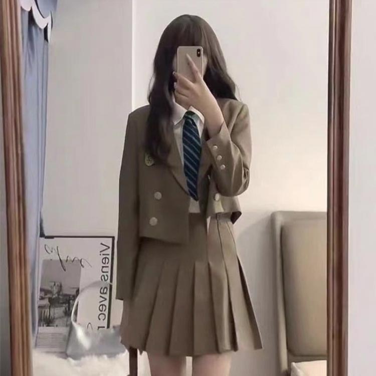 ネクタイ付き 女の子 入学式 スーツ 女の子 韓国 フォーマル 3点セット（ブレザー＋スカート＋シャツ） スーツ 卒業式 卒業式 小学校 小学生 大きいサイズ 韓国 制服 フォーマルスーツ 卒業式 スーツ 女の子 中高生 制服 ブレザー スカート
