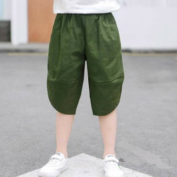 7分丈 パンツ キッズ カジュアルパンツ 男の子 ハーフパンツ ルームウエア 七分丈 ボトムス パンツ 子供服 ゆったり チェック柄 無地 薄手 夏 送料無料 おしゃれ カジュアル ジュニア