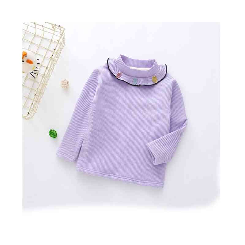 FRONT FASHIONのブラウス キッズ 秋冬 裏起毛ブラウス 女の子 長袖 シャツブラウス 裏起毛 おしゃれブラウス インナーブラウス トップス フリルブラウス インナーウエア シンプル カジュアル ジュニア かわいい 普段着 送料無料｜アングル2