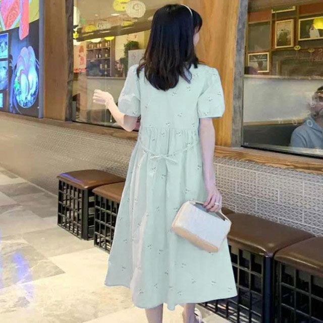 マタニティ ワンピース 半袖 ワンピ 刺繍 Vネック 妊婦 半袖ワンピース マタニティウエア 産後 産前 ゆったり 体型カバー 大きいサイズ 入院 授乳 春 夏 可愛い おしゃれ コットン 送料無料