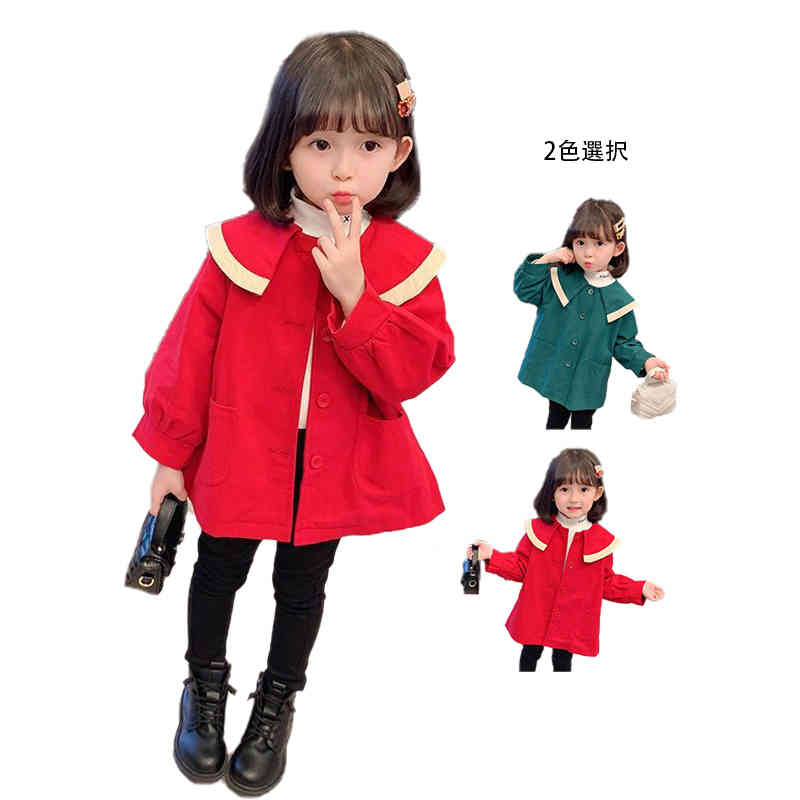 キッズ ロングコート 春秋 丸襟 ジャケット ロング丈コート トップス 子供服 女の子 ジュニア キッズコート 子供コート アウター コート おしゃれコート 無地 長袖 切り替え アウトドア ジュニア おしゃれ 可愛い 送料無料 普段着