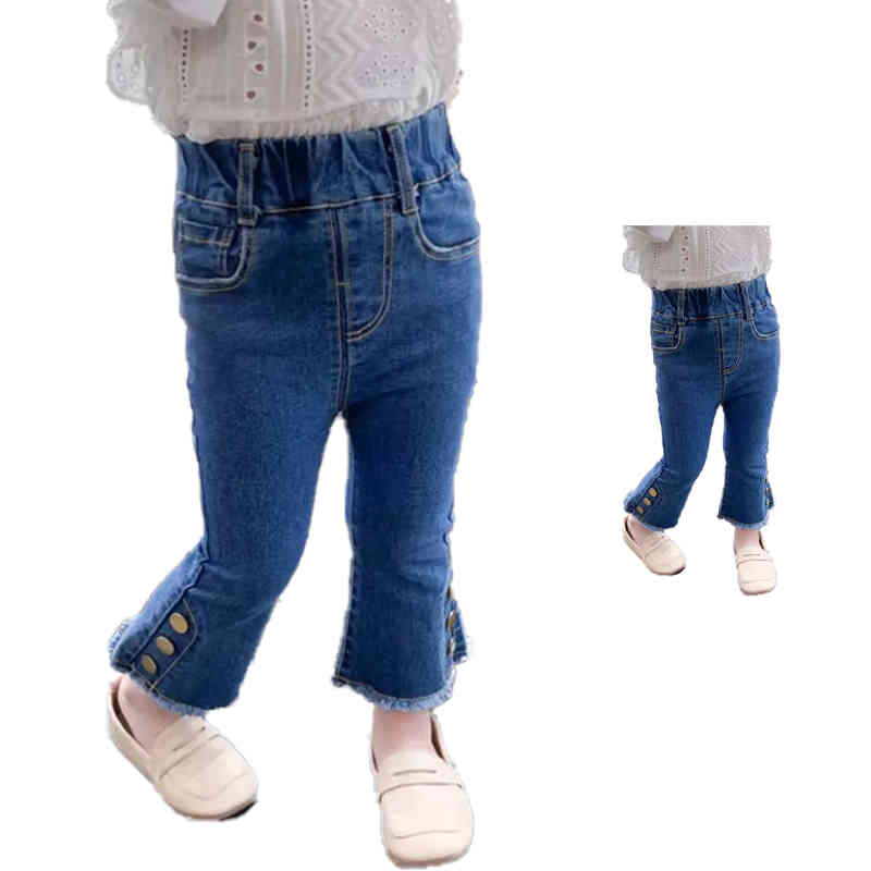 Denim - フレアパンツ ロングパンツ デニムパンツ キッズ 春秋 デニム カジュアルパンツ ロング丈 無地 シンプル カジュアル ジュニア 送料無料 女の子 パンツ 長ズボン ゆったり おしゃれ 子供服
