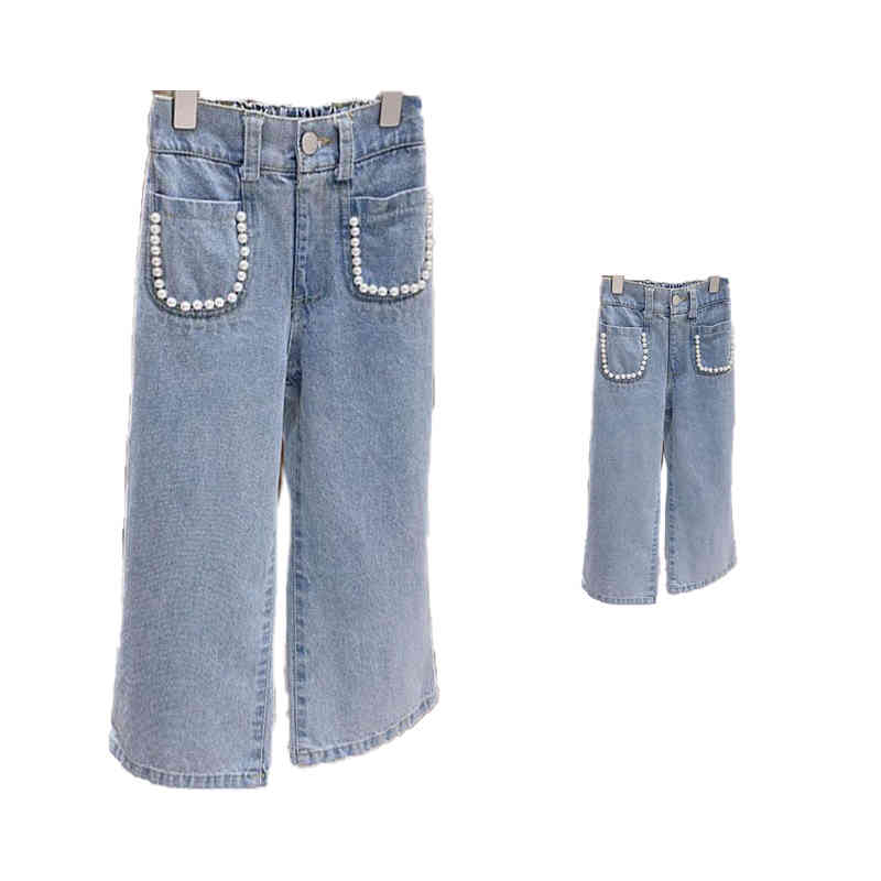 ワイドパンツ キッズ 春秋 ロングパンツ ハイウエスト カジュアルパンツ デニムパンツ デニム 女の子 パンツ ボトムス 無地 シンプル カジュアル おしゃれ 送料無料 おでかけ 子供服