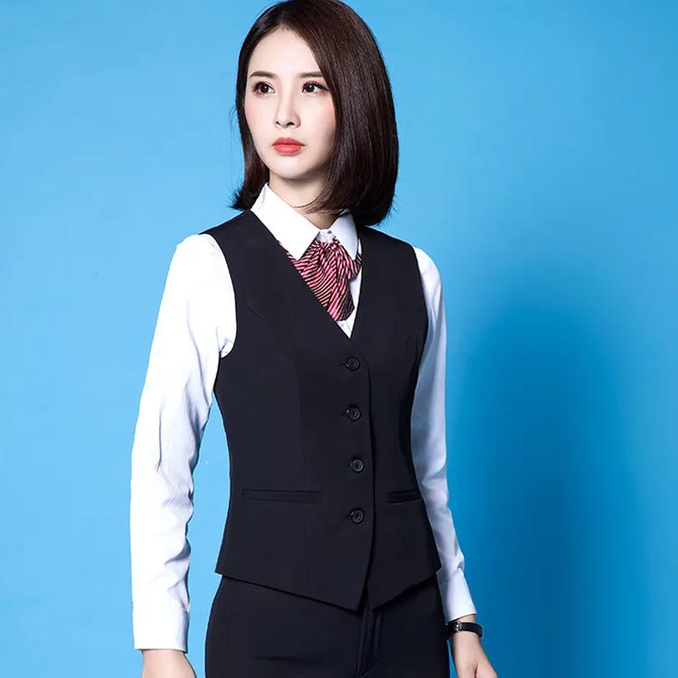 4つボタン ベスト スーツベスト レディース お洒落 スリム 制服 フォーマル 仕事用 ビジネス 面接 事務服 女性用 オフィス OL 送料無料 soumnsshop-10024699 FRONT FASHION サンプル画像2