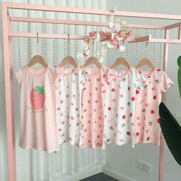 パジャマ キッズ 女の子 ワンピース かわいい 綿100% ジュニア おしゃれ 半袖 部屋着 子供 薄手 ルームウェア 袖フリル 涼しい ガールズ ナイトウェア 可愛い 寝巻き 子供服 ピンク ホワイト 夏用 送料無料