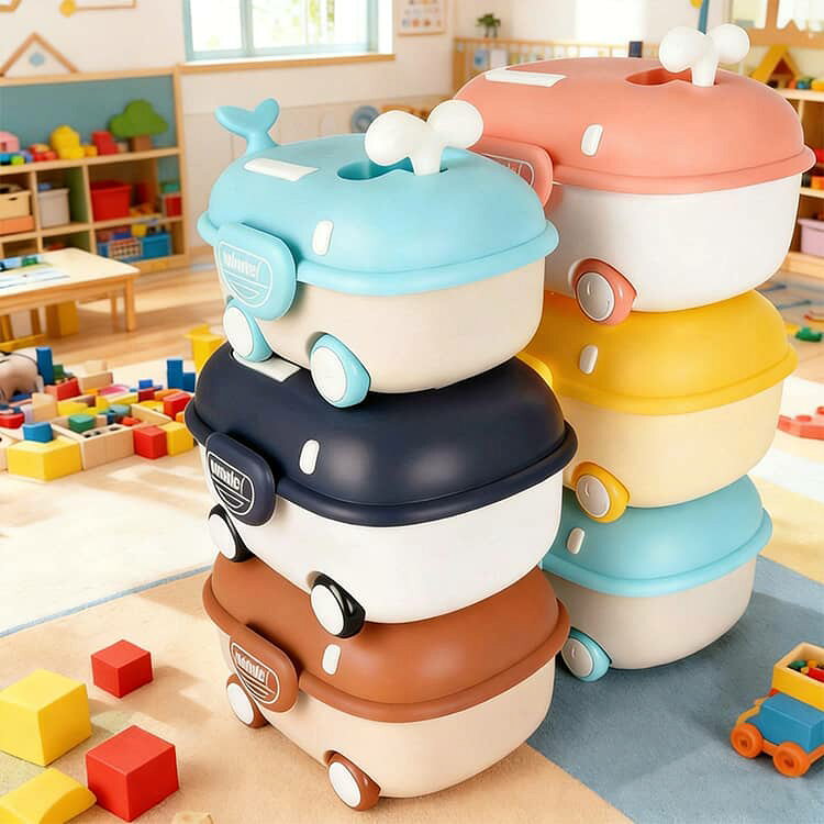 【選べる2サイズ】おもちゃ箱 キャスター付き かわいい 収納ボックス フタ付き おもちゃボックス 収納箱 子ども 子供部屋 おもちゃ入れ 押入れ収納 クローゼット 収納ケース 送料無料 車輪付き 積み重ね おもちゃ箱 大容量 車 モチーフ 蓋付き おもちゃ 収納 ボックス [2]