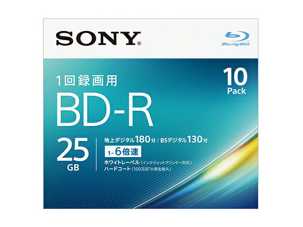 ビデオ用ブルーレイディスク　BD-R 1層 6倍速　10枚パック10BNR1VJPS6