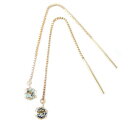 ピアス アクアマリン K18イエローゴールド 3月 誕生石 アメリカン バースデーピアス ロングピアス 揺れる チェーン シンプル(TOP)