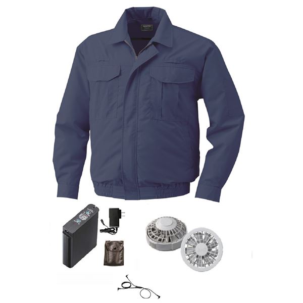 KU9055F 空調服 R 綿薄手 フルハーネス対応 FAN2200G・RD9261・LIPRO2セット ダークブルー M(TOP)