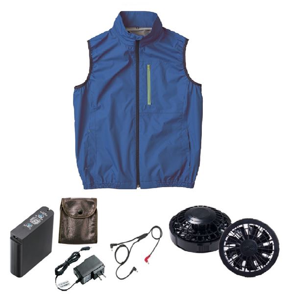 KU92140 空調服 R ポリエステル製 遮熱 タチエリ ベスト FAN2200B・RD9261・LIPRO2セット ブルー 5L