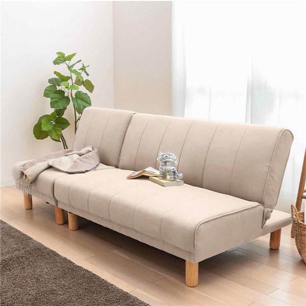 NEWスタイリッシュ ソファベッド アイボリーベージュ 4way リクライニング ソファーベッド 3人掛け カウチソファ(TOP)