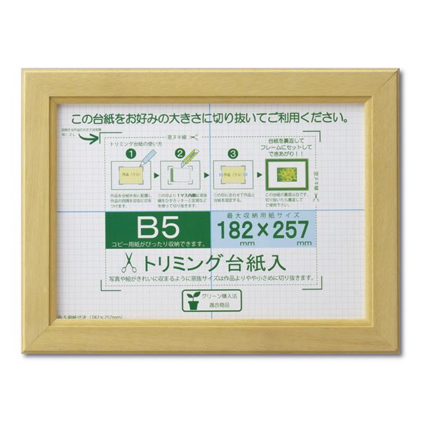 賞状額 絵画額 ポスター額 コピー用紙 トリミング用紙付き SP B5 収納寸法：182×257mm ナチュラル 額 額縁 フレーム(TOP)