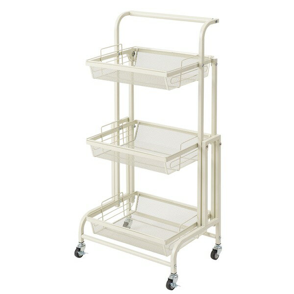 【2個セット】マルチワゴン ROBUST(アイボリー) キッチンワゴン ラック 収納 多肉棚 収納 スリム キャスター付 DIY オシャレ スライド 業務用 NK-380(TOP)