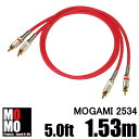 モガミ【 MOGAMI 2534 】(赤)RCA オーディオケーブル 5.0ft (1.53m)【赤白ペア】