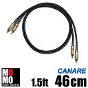 ■カナレ【 CANARE L4E6S 】（黒）RCA オーディオケーブル 1.5ft (46cm)【赤白ペア】