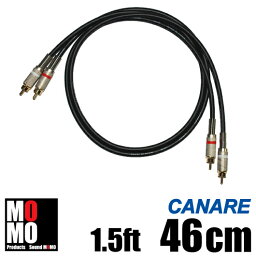 ■カナレ【 CANARE L4E6S 】（黒）RCA オーディオケーブル 1.5ft (46cm)【赤白ペア】