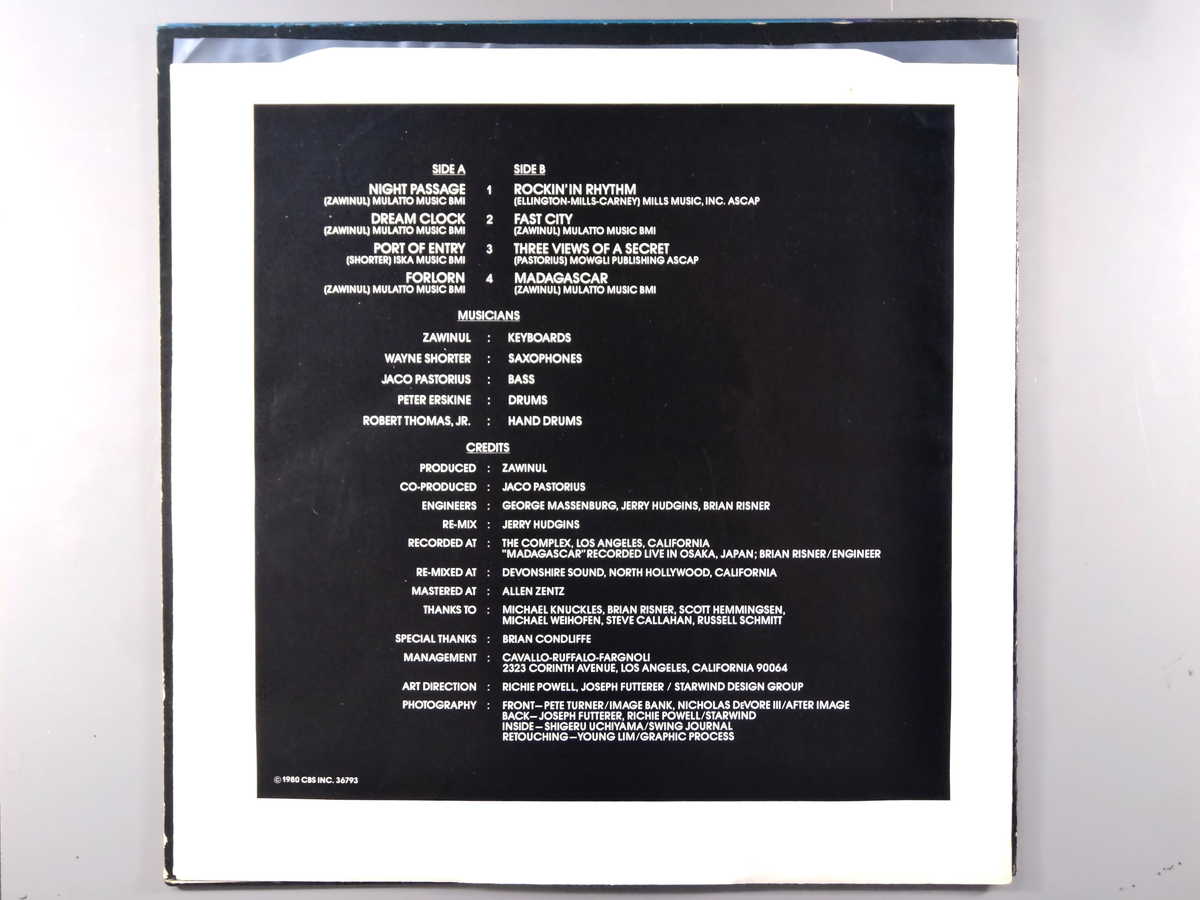 【中古LPレコード 12inch】【ウ】ウェザー・リポート(Weather Report)/ナイト・パッセージ(輸入盤)(Night Passage)
