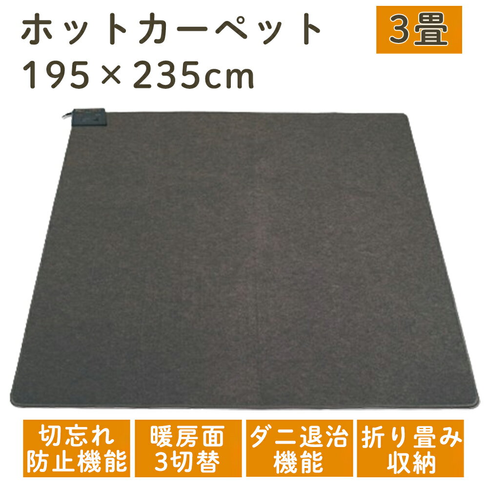 ＼50人に1人【 半 額 !!】5/15・16限定／ ホットカーペット 3畳 カーペット 本体 電気カーペット 冬 ホットマット 電気マット ホットラグ 暖房器具 足元暖房 195×235cm ダニ退治 切り忘れ防止 リビング 子供部屋 足元 床 あったか 冬 ヒーター 暖房 ヒートショツク