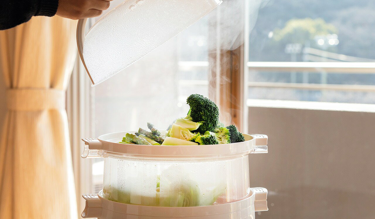 太知ホールディングス ANABAS スチーム名人＆かんたん蒸し器 SE-003 電気蒸し器 蒸し器 電気 蒸し 蒸す 電気スチーマー フードスチーマー スチーマー ヘルシー調理 ダイエット 温野菜 ゆで卵 肉まん シュウマイ 茶碗蒸し 簡単調理 時短調理野菜蒸し さつまいも 蒸し料理 souplesse-10002206 souplesse サンプル画像3