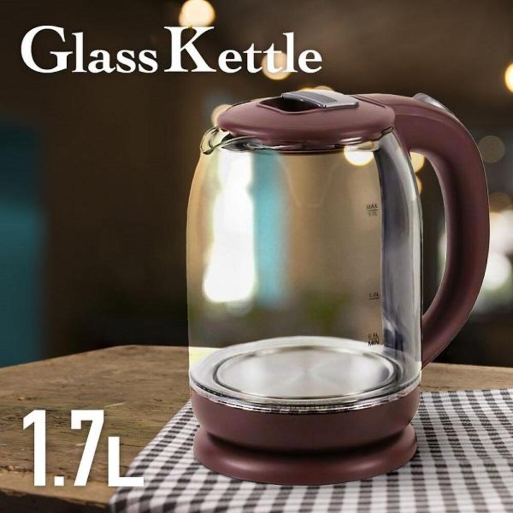 [半額クーポン+最大500％Pバック★1日0時～] 【1年保証】 電気ケトル おしゃれ 1.7L 電気ポット ガラス ケトル ガラスケトル コーヒーケトル ポット ガラスタンク やかん 電気 かわいい ギフト プレゼント キャンプ 手軽 簡単 自宅 コンパクト 朝食 アウトドア湯 沸かす アフのサムネイル