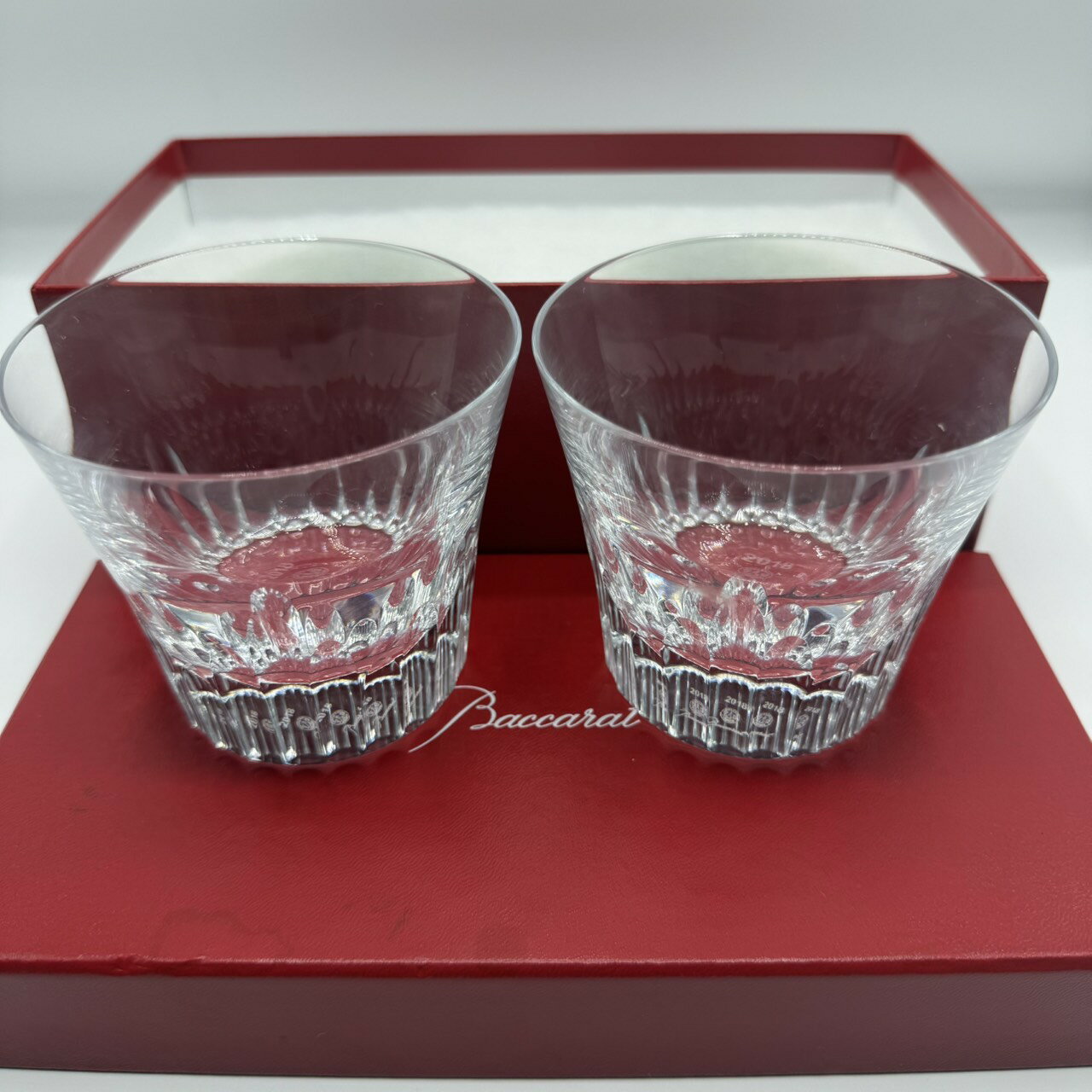 【新品 未使用】BACCARA バカラ 2018 彫刻入り ペア グラス ロックグラス