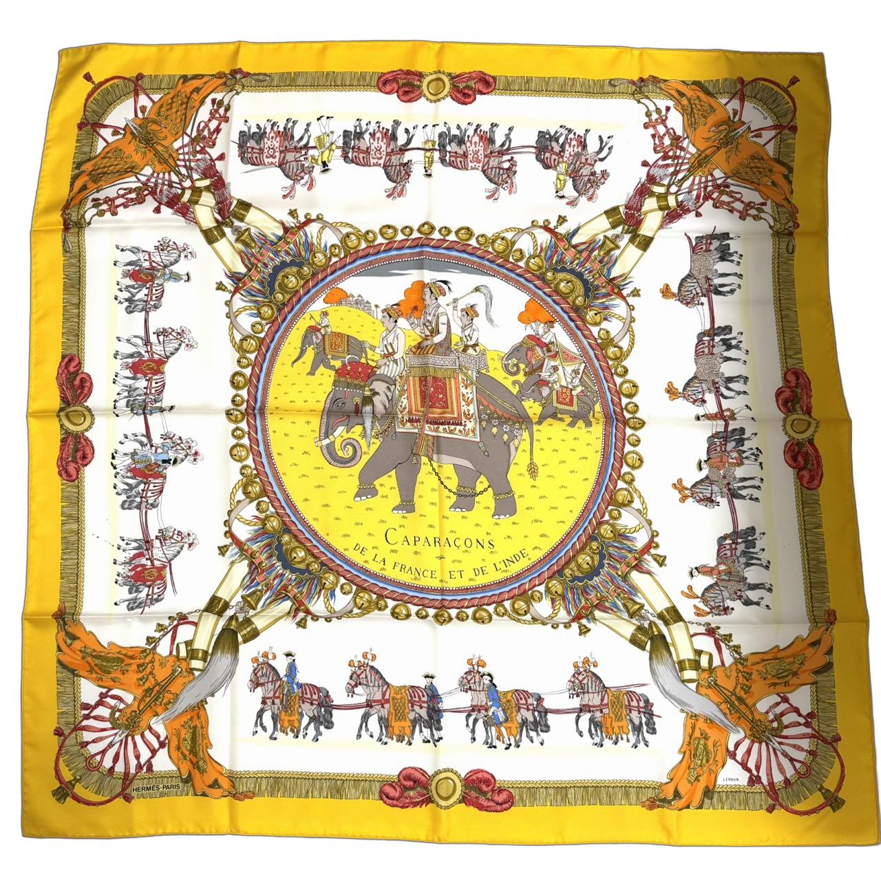 Hermès エルメス カレ90 CAPARAÇONS DE LA FRANCE ET DE L'INDE（フランスとインドの馬かざり) レディースファッション スカーフ【中古】