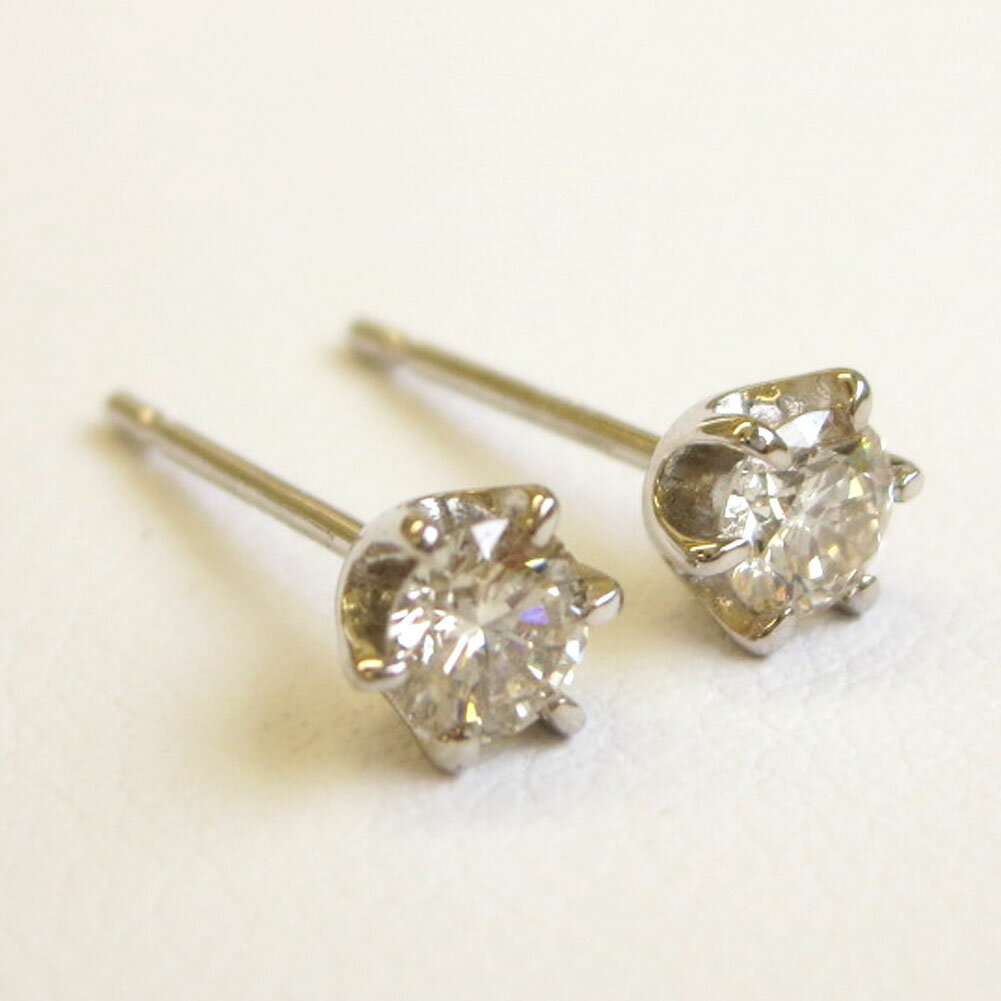 【10%OFF】K18WG 一粒 ダイヤモンド ピアス トータル0.3ct 鑑別書付 18金 ホワイトゴールド 一粒ダイヤ 一粒ピアス レディース プレゼント ギフト 4月 誕生石