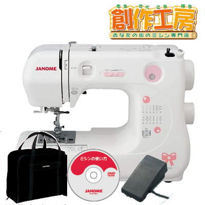 今ならフットコントローラー付！ジャノメ JANOME コンパクト電子ミシン E-003 E003 キャリングバッグ＆取扱説明DVD付 ミシン 本体 初心者 送料無料 蛇の目 ジャノメミシン 商品到着後レビュー投稿で5年保証