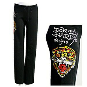 ★あす楽★正規品【Ed Hardy】 Tiger Cotton Pants【エドハーディ】タイガーコットンスェットパンツ ジャージ ブラック（女性用）【エドハーディー レディース】セレブ ファッション ブランド スタイル クリスチャン オードジェー