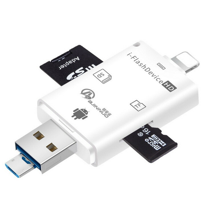 SDカードリーダー iPhone /Micro USB/USB全対応 ー iPhone/iPad/Android/コンピューター用 SD/TFカードリーダー microメモリSDカードリーダー