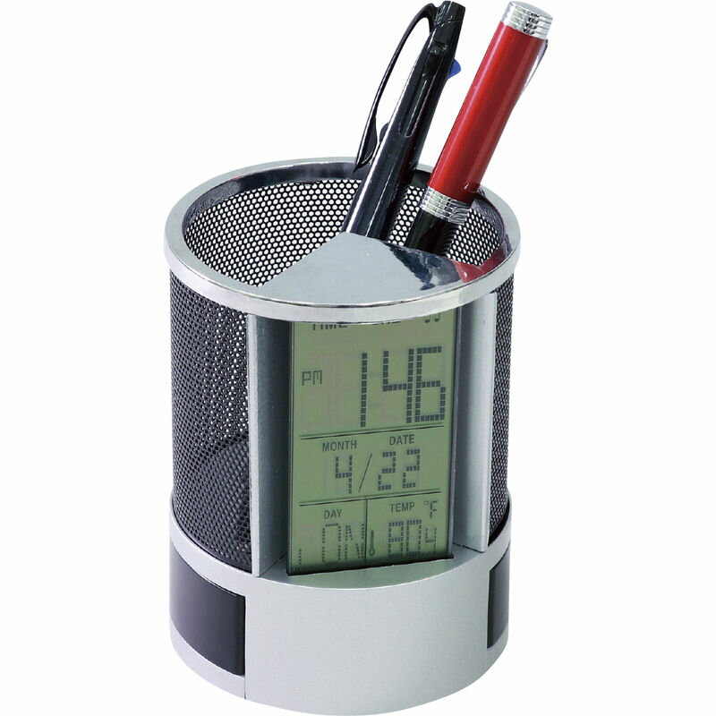 ペン立て時計(小物入れ付き) 5053