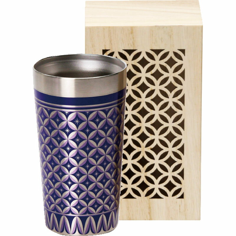 璃庵 真空二層タンブラー 350mL 木箱入 RA-3053B 青