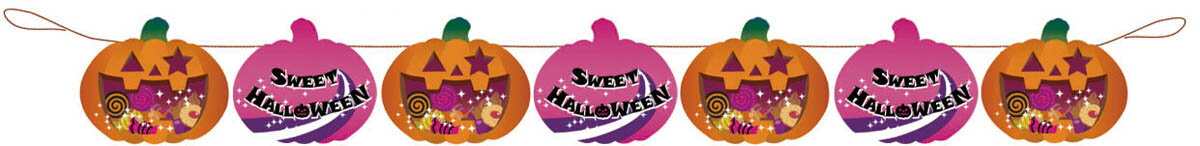 【ハロウィン】パンプキンフラッグ〈スイート〉 H18×全長185cm / ハロウィン 店舗装飾 パンプキン ディスプレイ デコレーション 飾り 販促
