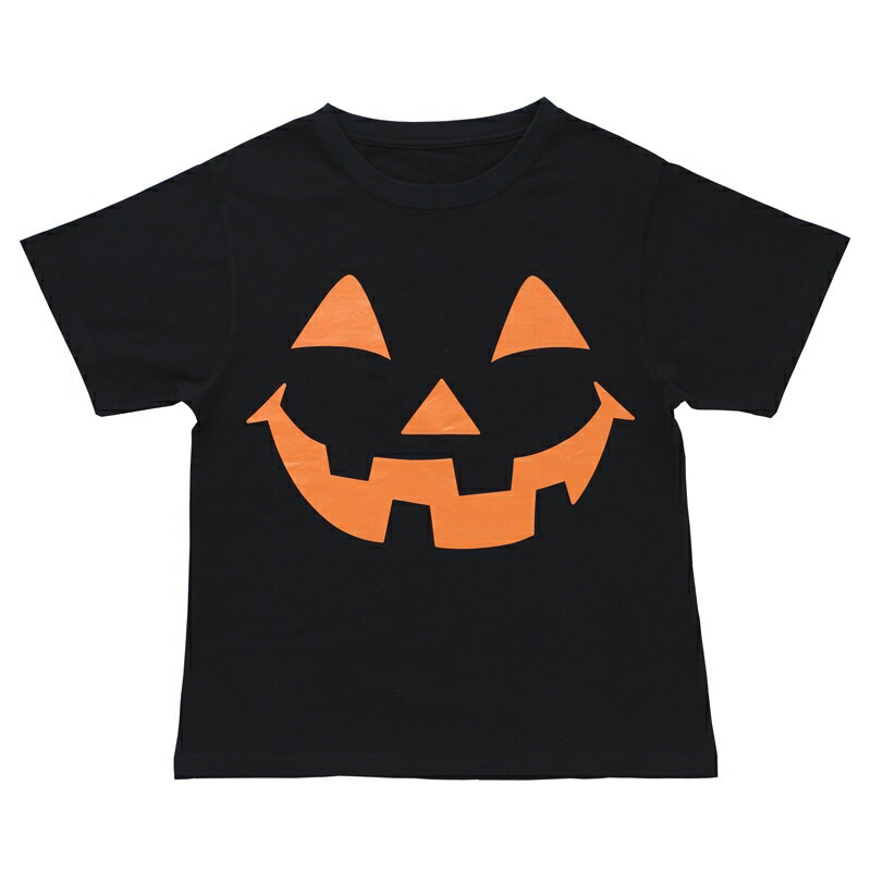 【ハロウィン】パンプキンTシャツ〈ブラック〉Mサイズ着丈66cm / ハロウィン 衣裳 店頭 季節 イベント 展示 フォトブース フォトスポット 店舗装飾 販促