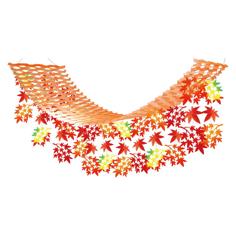 【秋】大枝紅葉 プリーツハンガー H45×W45×L180cm　/　紅葉 店舗装飾 ディスプレイ 天井飾り 吊り飾り和柄 店内装飾 イベント 販促