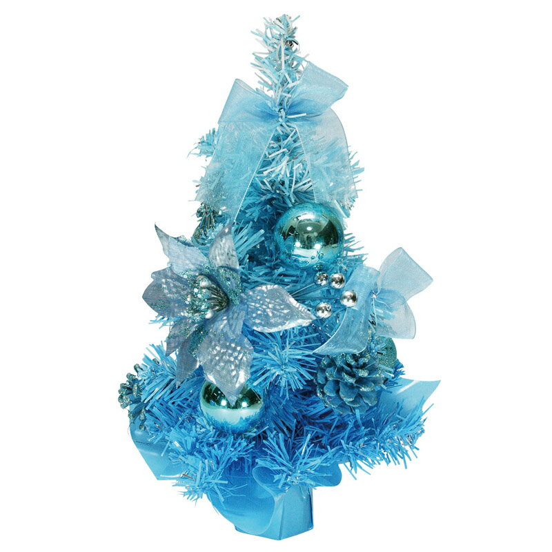 【クリスマス】ビビットブルーミニツリー 30cm H30×W22cm / クリスマスツリー 飾付 装飾 イベント 催事 ディスプレイ デコレーション 販促 飾り