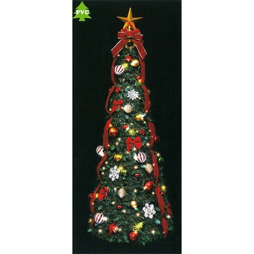 クリスマスツリー 180cm 折りたたみ式 簡単 設置楽 数量限定 LEDフォールディング レッドツリー