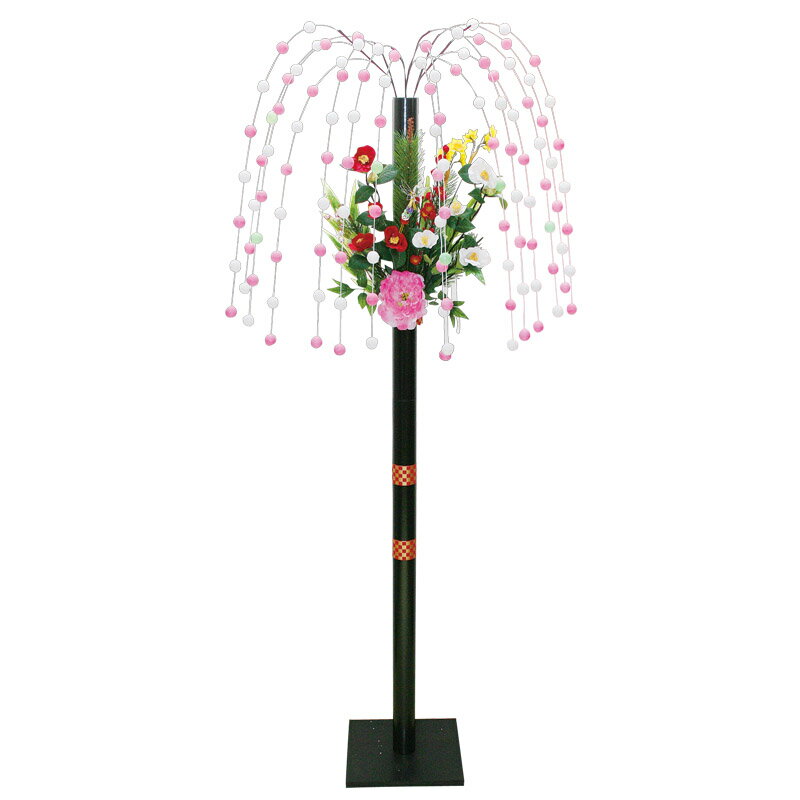 【正月】正月スタンド黒 H185XW80XD50cm / 冬 正月 定番 飾り 装飾 ディスプレイ 店舗装飾 販促 POP 造花