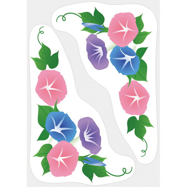 【夏】ウィンドウステッカー(小)朝顔：台紙A3サイズ / 梅雨 朝顔 装飾 飾り付け イベント パーティー ..