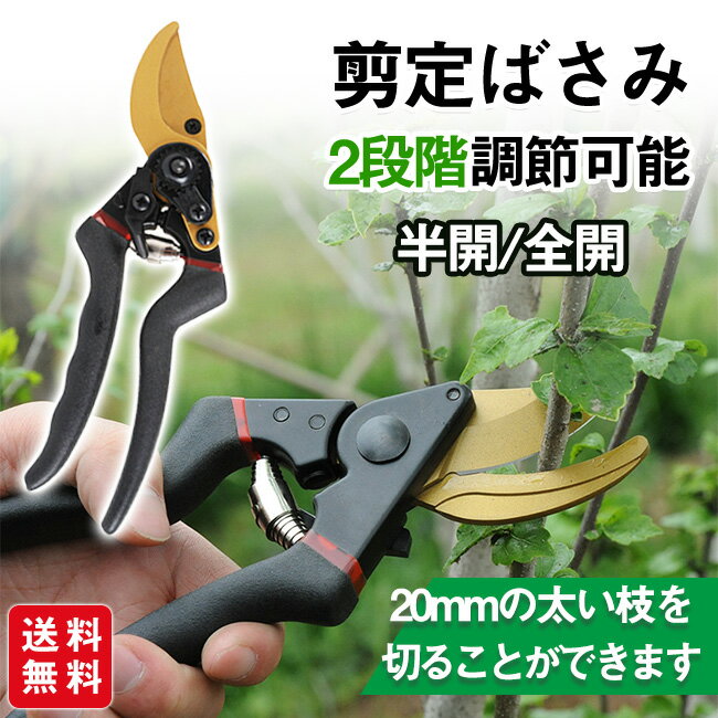 Rakuten - 剪定ばさみ 2段階調節可能 SK-5鋼 フッ素コーティング 剪定バサミ 剪定鋏 せんていばさみ ハサミ 園芸用はさみ ガーデニング