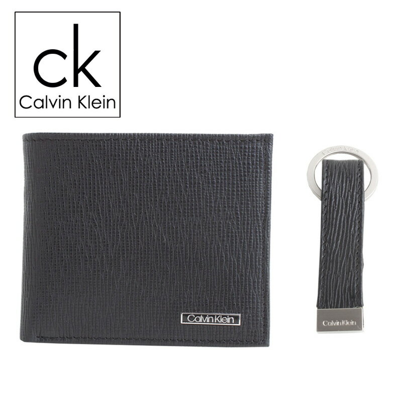 カルバンクライン 財布（メンズ） カルバンクライン Calvin Klein 二つ折り財布 キーリング セット レザー ロゴプレート カジュアル メンズ 31ck330014 BOX付