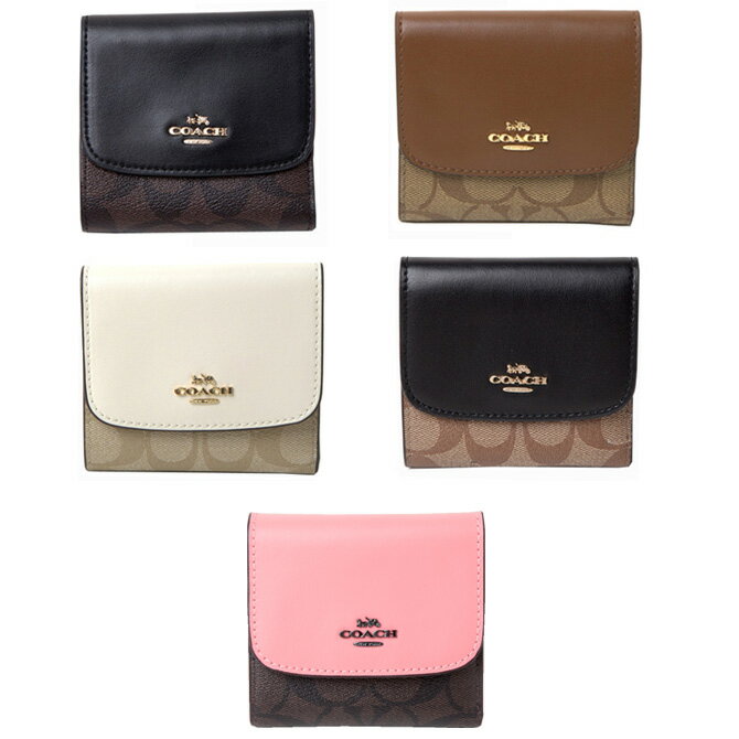 コーチ COACH 財布 三つ折り ラグジュアリー シグネチャー PVC レザー スモール ウォレット レディース f87589